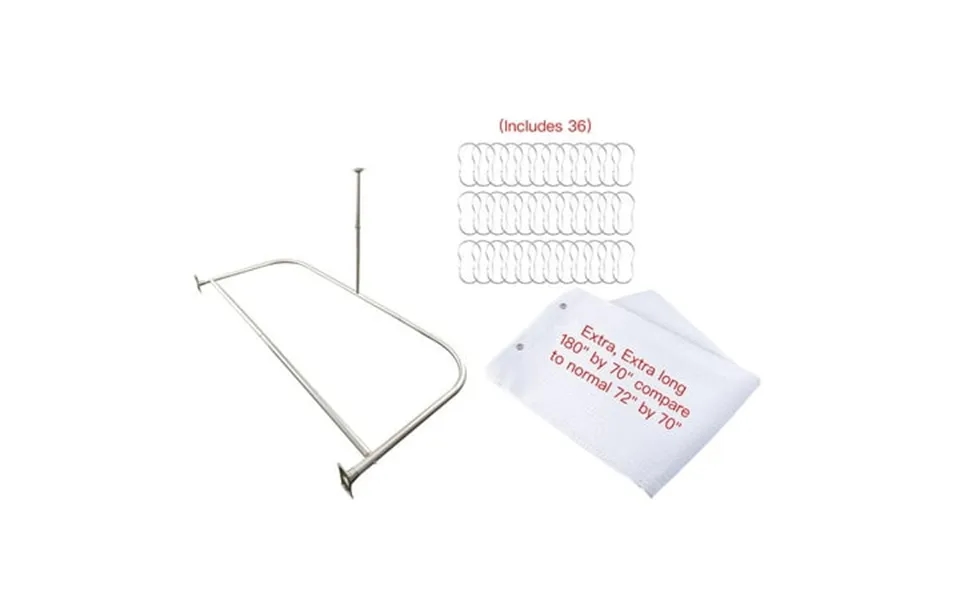 Utopia Alley Dr9bn 60 X 25 In. Rustproof Aluminum D-shape Shower Curtain Rod With Ceiling Support For Freestanding Tubs