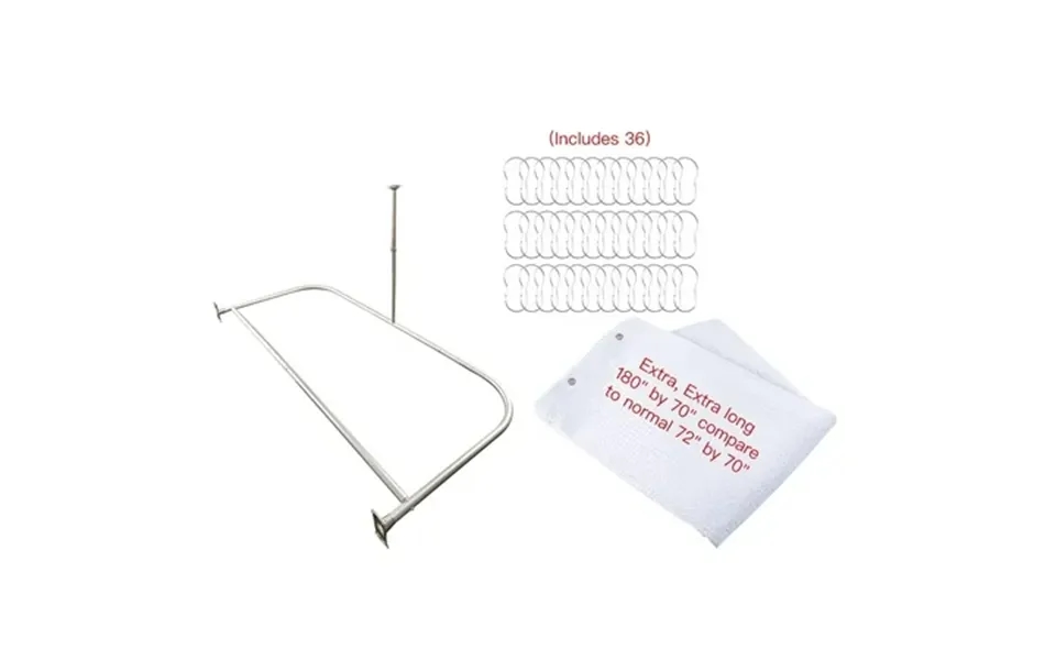 Utopia Alley Rustproof Wall Mounted Aluminum D-shape Shower Curtain Rods With Ceiling Support For Freestanding Tubs 60 I