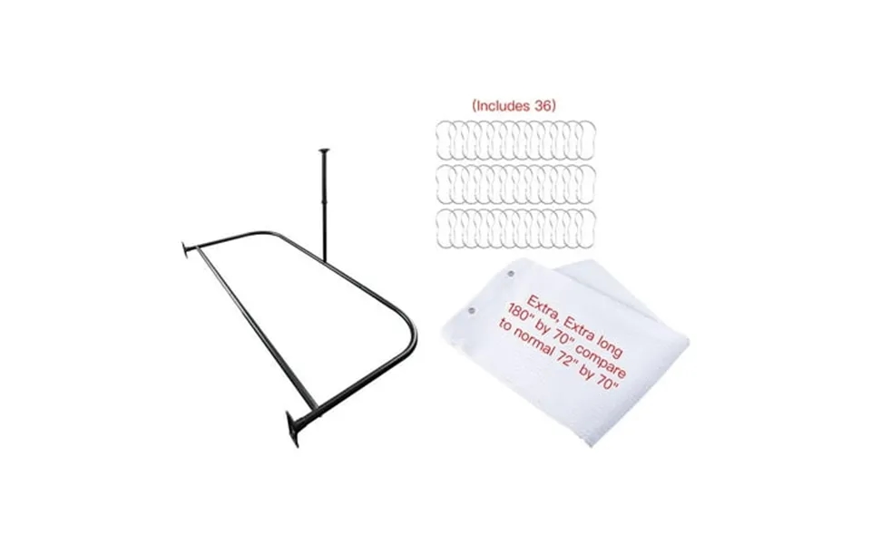 Utopia Alley Rustproof Wall Mounted Aluminum D-shape Shower Curtain Rods With Ceiling Support For Freestanding Tubs 60 I