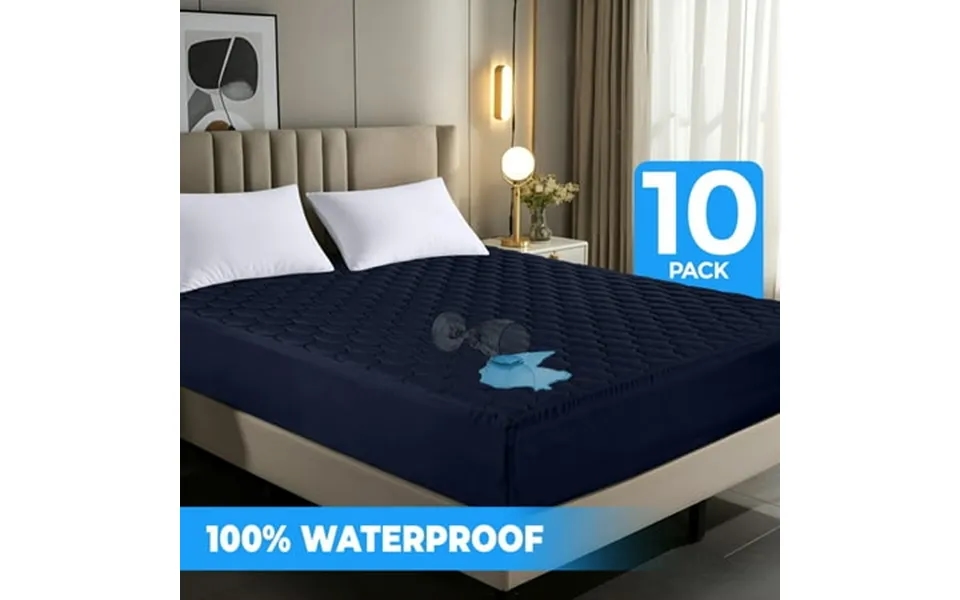 Utopia Bedding Quilted Mattress Protector Twin Size Navy Pack Of 10 Microfiber Fitted Mattress Topper Deep Pocket Up To