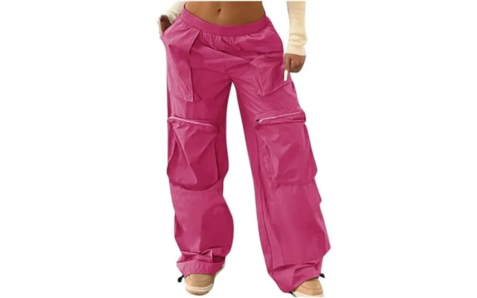 Utsjkr Women S Cargo Pants Loose Fit Wide Leg Trousers With Pockets Drawstring Elastic Waist Jogger Pants Classic Solid