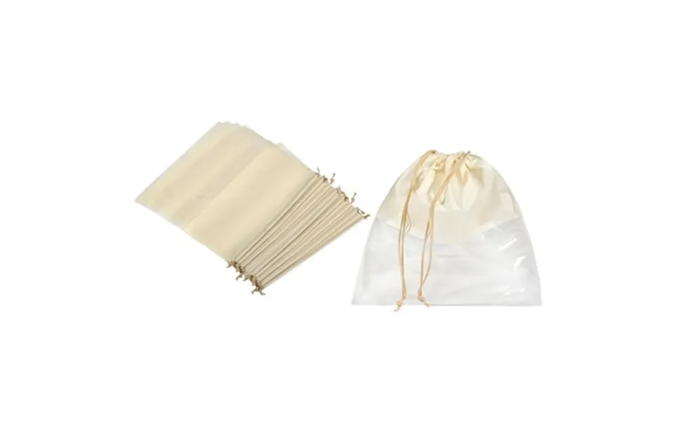 Uxcell 11.8 Inch Non-woven Fabric Handbag Dust Cover Drawstring Bag For Handbags Purses Beige 10 Pack