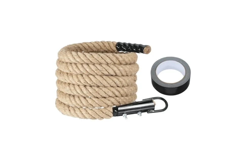 Uxcell 16ft X 1.5 Inch Heavy Jute Battle Rope Fitness Training Gym Climbing Rope With Black Metal Hook For Strength Trai