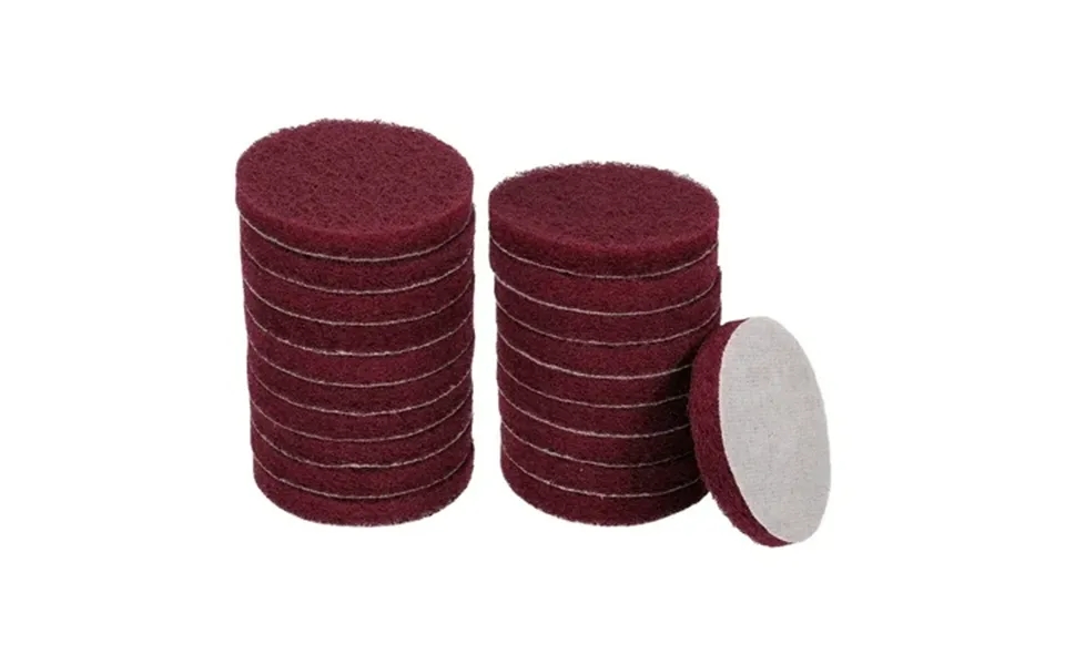Uxcell 20pcs Scrubber Scouring Pads 500 Grits 3 Drill Power Brush Hoop And Loop Surface Conditioning Disc Dark Red
