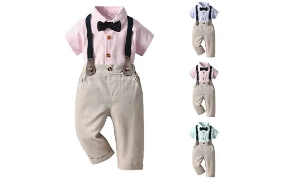 Uxgjfwu Boys Outfits Printed Dressy Suits Bow Short Sleeve Tops Trousers Suits Kids Boys Botton-down Pants Sets