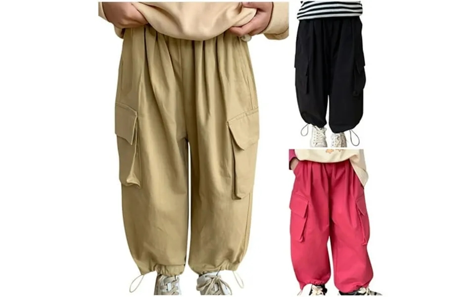 Uxgjfwu Toddler Cargo Pants Solid Color Pants Kids Drawstring Pants Baby Girl Loose Pants With Pockets Cargo Pants