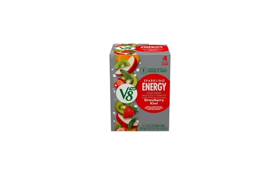 V8 Sparkling Energy Strawberry Kiwi Energy Drink 11.5 Fl Oz Can Pack Of 48