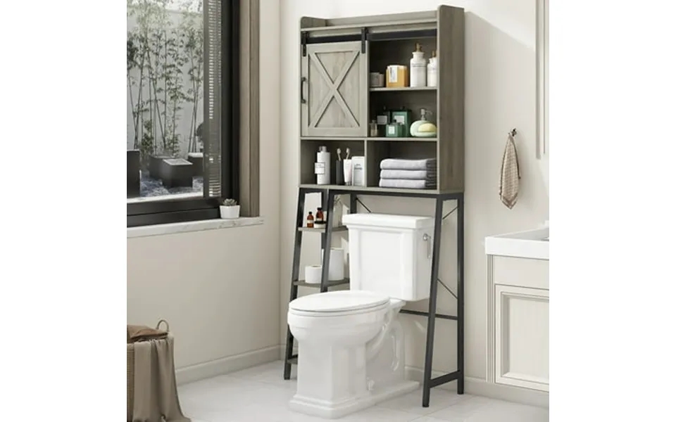 Vabches Over The Toilet Storage Cabinet With Sliding Door And Integrated Toilet Paper Holder Ideal For Bathrooms Restroo