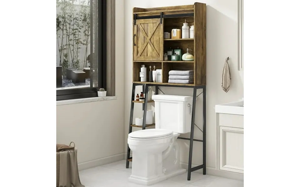 Vabches Over The Toilet Storage Cabinet With Sliding Door And Integrated Toilet Paper Holder Ideal For Bathrooms Restroo