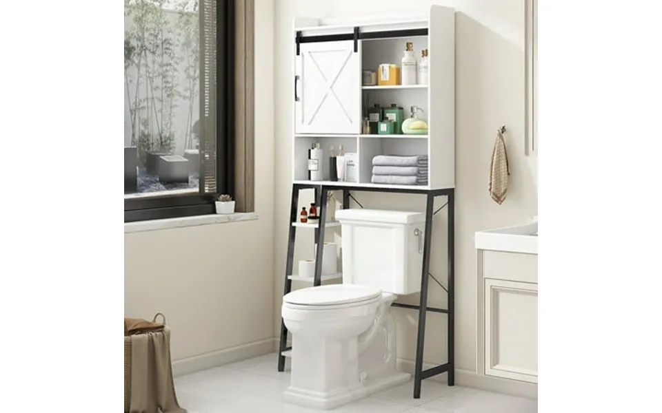 Vabches Over The Toilet Storage Cabinet With Sliding Door And Integrated Toilet Paper Holder Ideal For Bathrooms Restroo