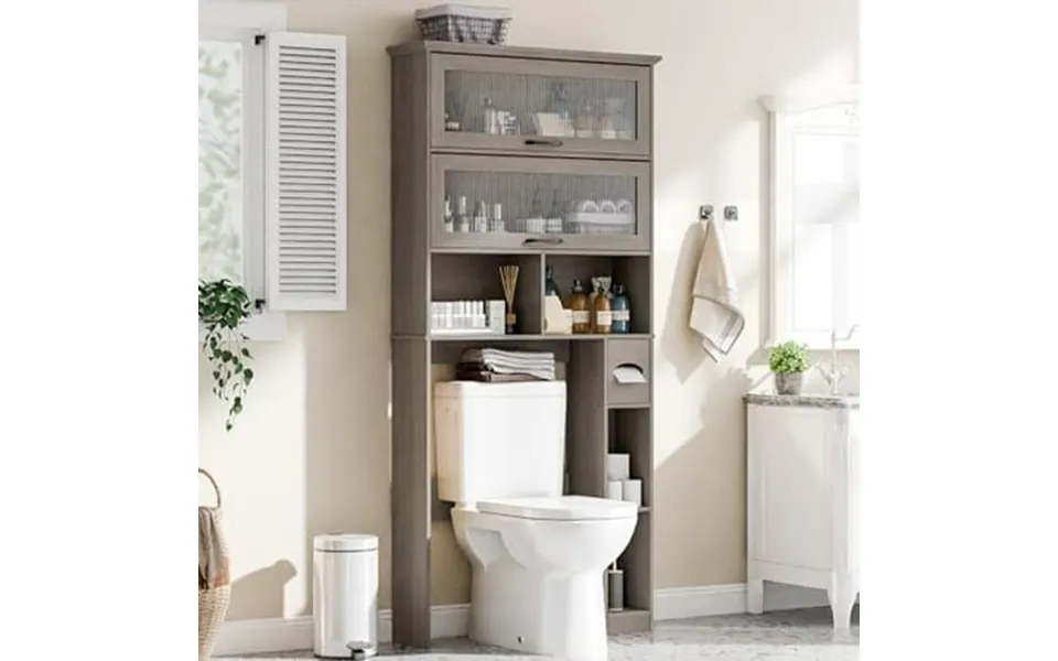 Vabches Over The Toilet Storage Cabinet With Transparent Flip Door 33