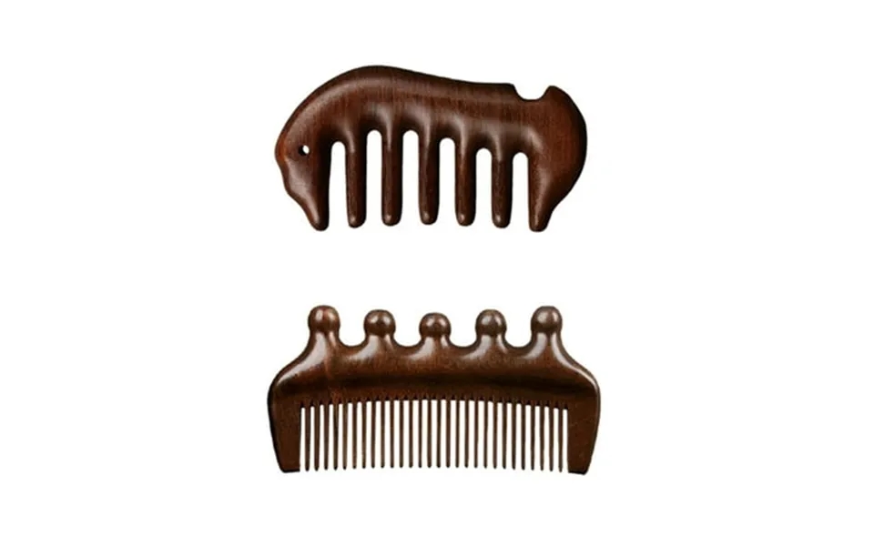 Vafful 2pcs Handcrafted Natural Sandalwood Comb Anti-static Wooden Hair Scalp Massager For Hair Growth Stress Relief & I