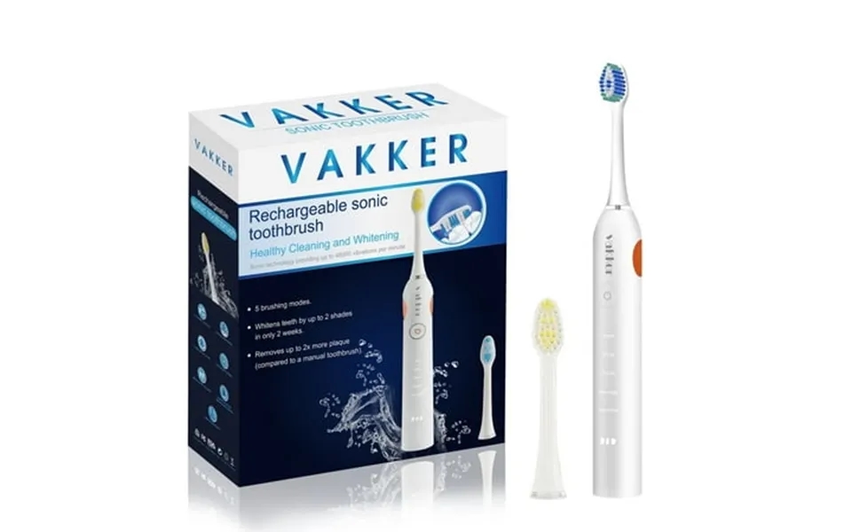 Vakker Electric Sonic Toothbrush 5 Modes Rechargeable Corded Charge Base 2 Brush Heads Toothbrush Ipx7 Waterproof Mysmil