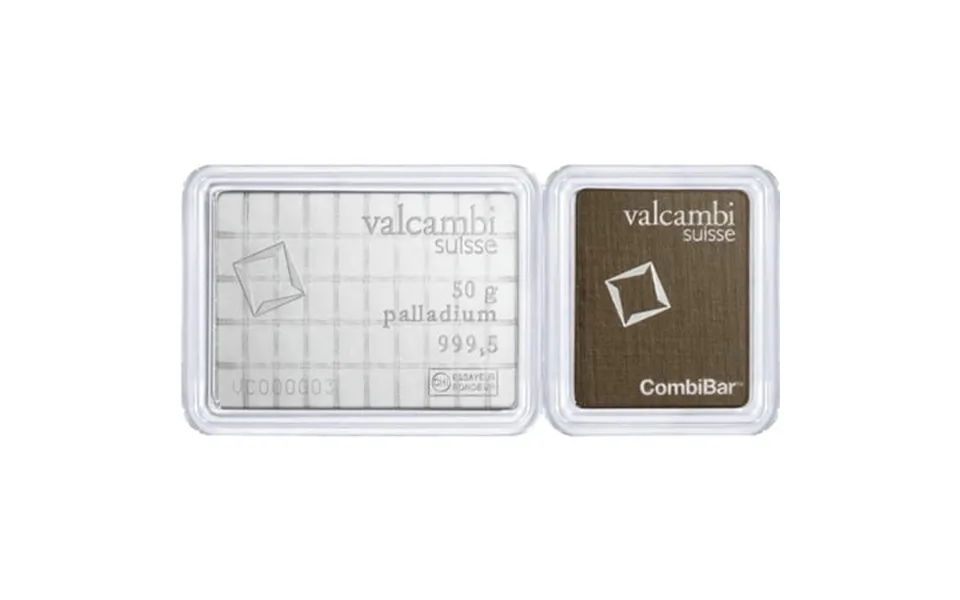 Valcambi 50x1 Gram Palladium Bar Combibar 50 Gram Total - In Assay Card