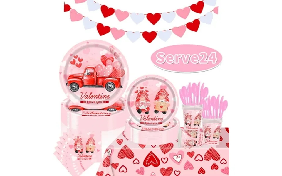 Valentines Paper Plates Valentines Party Supplies Decoration Disposable Heart Paper Plates Napkins Cups Banner Heart Dec