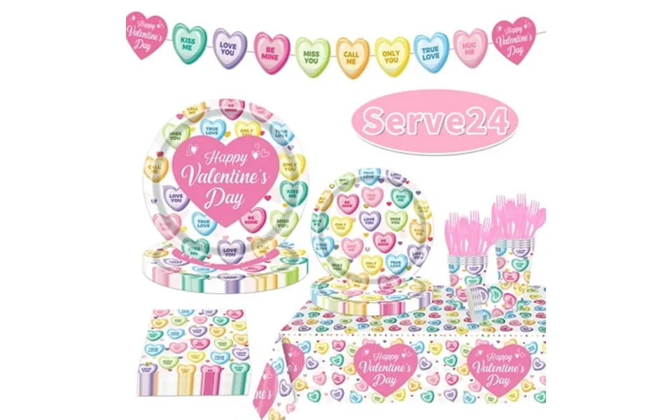 Valentines Paper Plates Valentines Party Supplies Decoration Disposable Heart Paper Plates Napkins Cups Banner Heart Dec