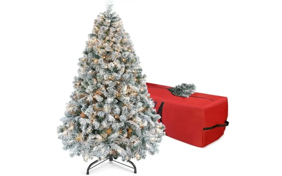Vavsea 7ft Artificial Christmas Tree Pre-lit Snow Flocked Xmas Tree With Storage Bag 300 Warm White Lights 816 Tips Meta