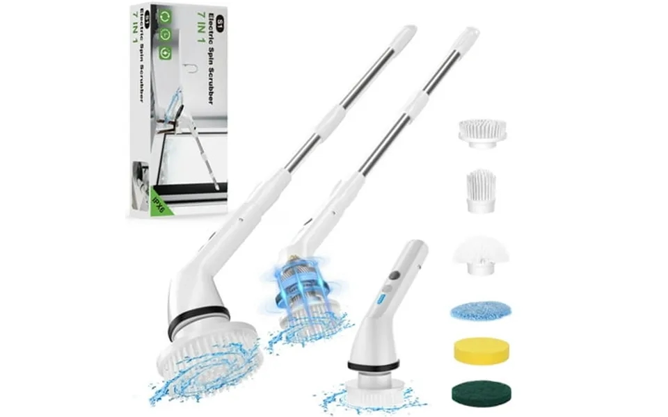 Vavsea Electric Spin Scrubber Cleaning Brush For Bathroom With Long Handle & 7 Replaceable Heads 2500mah 400rpm Shower S