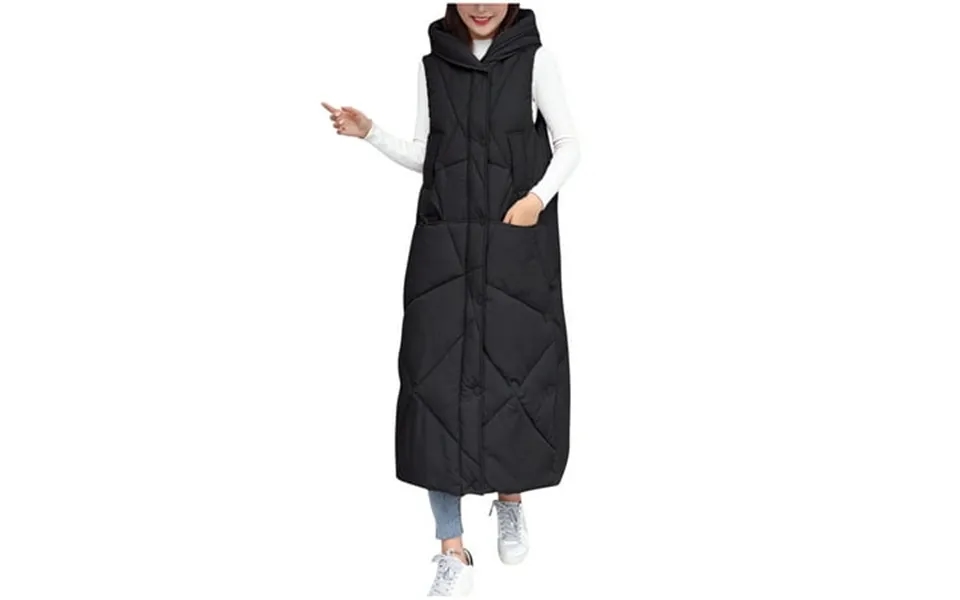 Vbnergoie Womens Warm Winter Coat Thicken Cotton Jacket Quilted With Hooded Long Coat Parkas Vest Jacket Hooded Vest Com