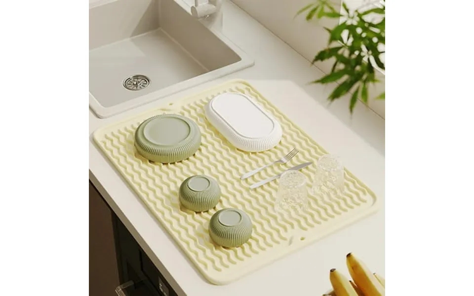 Vbvc Dish Drying Mat Non-slip Mat Easy Clean Drying Mat Large Heat Dish Drainer Mat For Kitchen Counter Sink Refrigerato