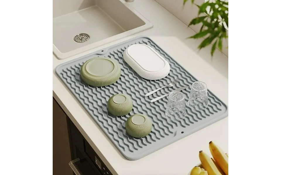 Vbvc Dish Drying Mat Non-slip Mat Easy Clean Drying Mat Large Heat Dish Drainer Mat For Kitchen Counter Sink Refrigerato