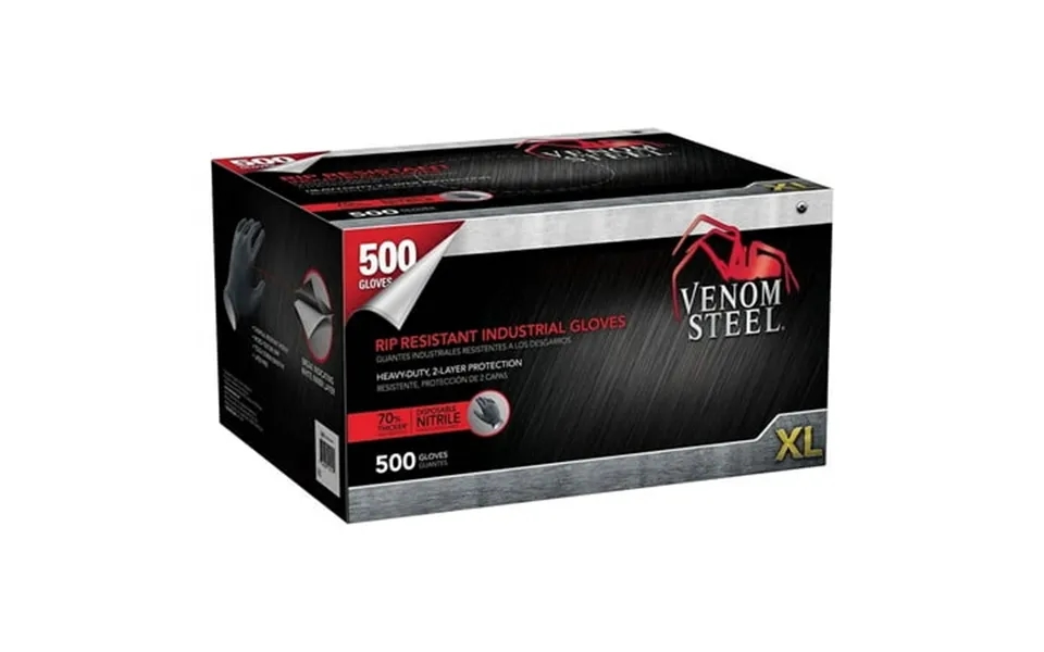 Venom Steel Unisex Nitrile Gloves Xl Black 500 Count