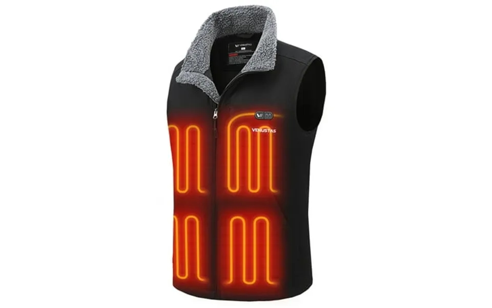 Venustas Men S Dual-control Heated Canvas Vest Sherpa-lined Electric Work Vest Winter Hunting Vest S