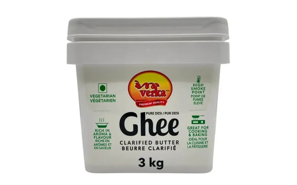 Verka Pure Desi Ghee Clarified Butter 6.6 Lbs 3 Kg - Authentic Rich Flavor