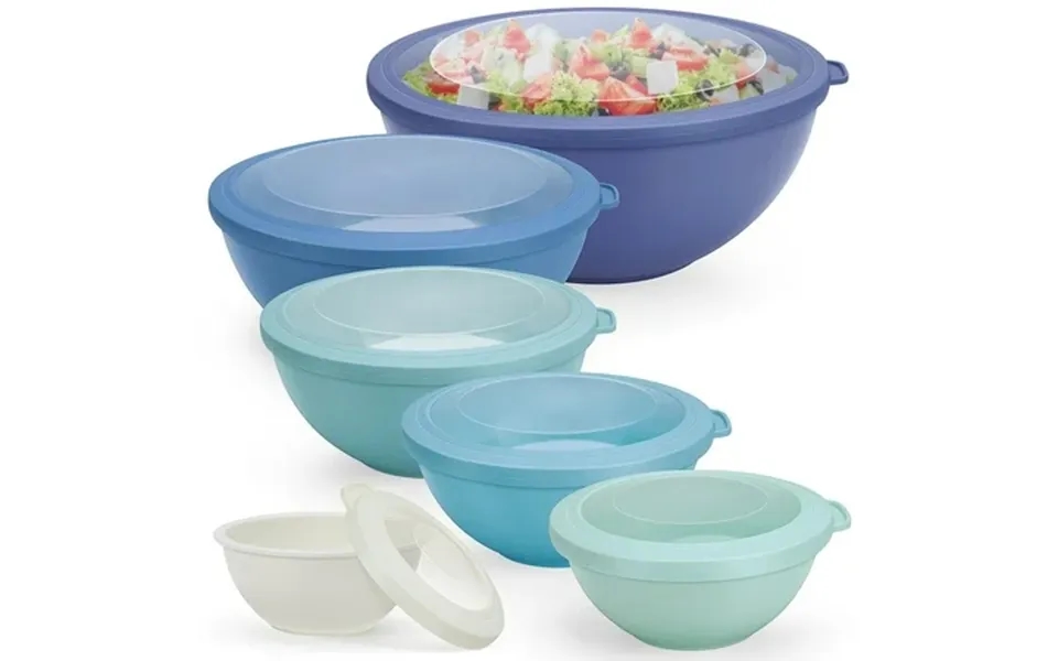 Vesteel 6pcs Mixing Bowl Set With Lids Plastic Nesting Bowls For Mixing Storage Kitchen Prepping Serving Food Microwave