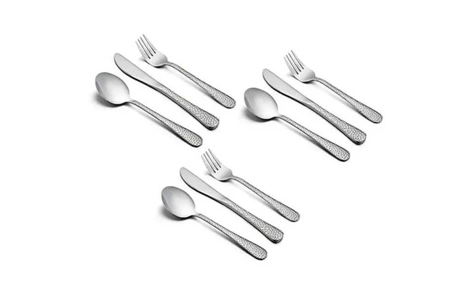 Vesteel 9-piece Kids Hammered Silverware Set Stainless Steel Preschooler Eating Flatware Utensils - Silver