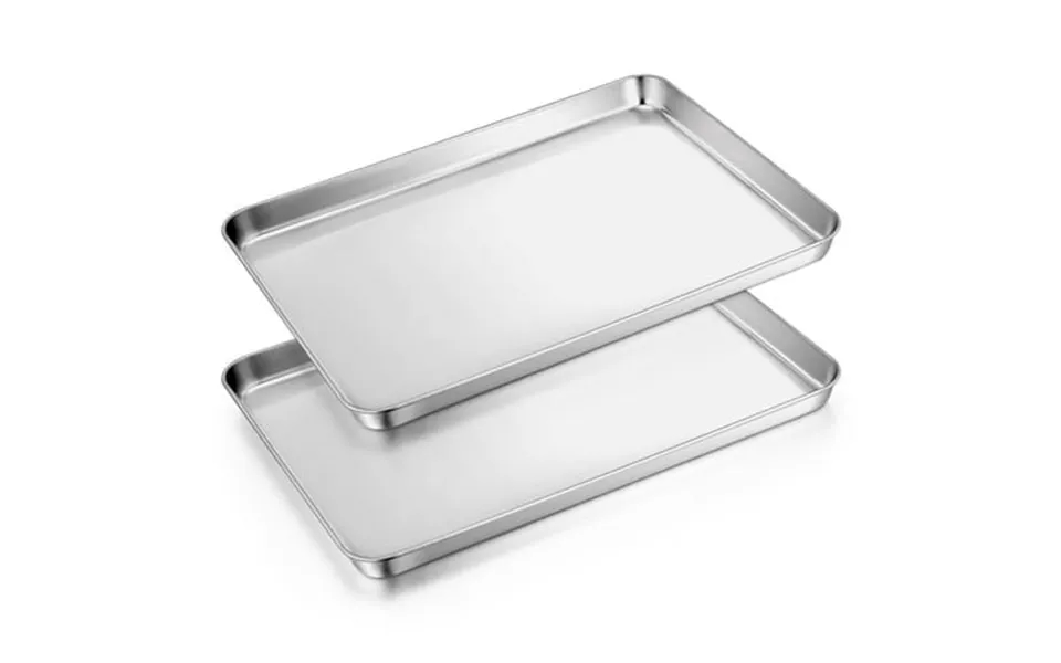 Vesteel Baking Cookie Sheet Set Of 2 Stainless Steel Rectangle Baking Pan Oven Tray - 16 X 12 X 1 Inches Dishwasher Safe