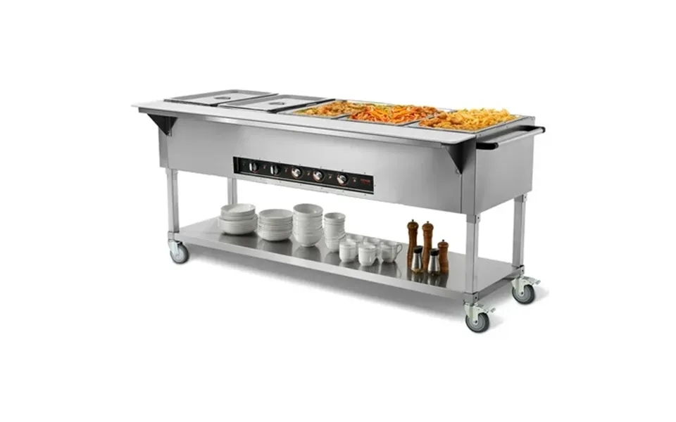 Vevor 5-pan Commercial Food Warmer 5 X 20.6qt Electric Steam Table 3750w Professional Buffet Catering Food Warmer With 4