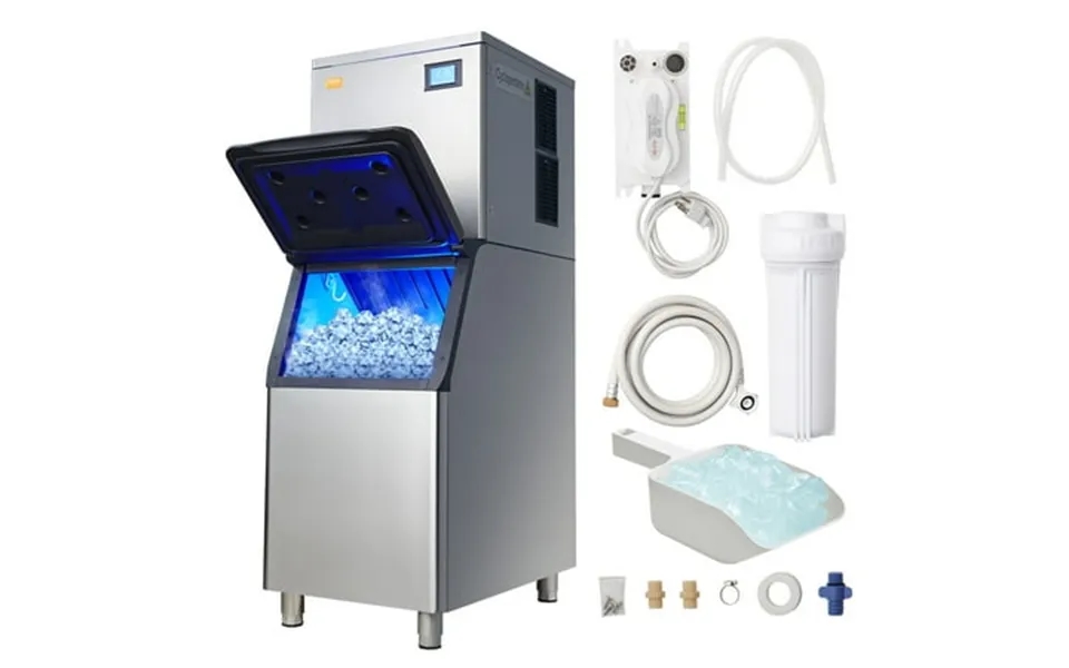 Vevor Commercial Ice Maker 400lbs With 330lbs Large Storage Bin Capacity Stainless Steel Etl Quiet