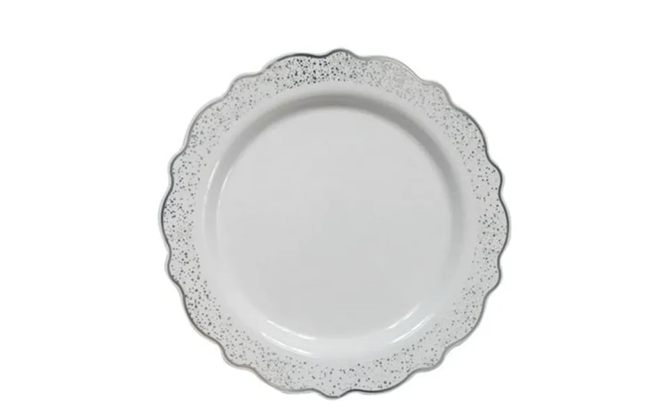 Vezee Confetti Collections Plate White & Silver 7.5 Pack Of 120
