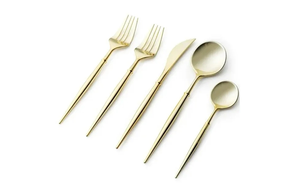 Vezee Disposable Plastic Noble Collection Shiny Gold Flatware Set Pack Of 80