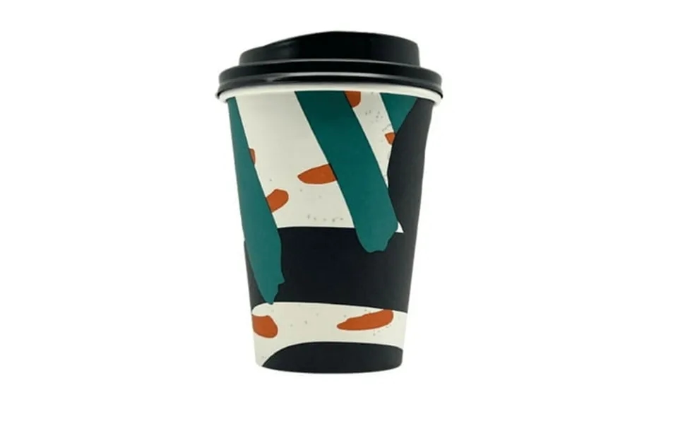 Vezee Doodles Everyday Disposable Paper 12oz Hot Cold Cups With Lids For Deli Tea Corner Party Picnic Travel And Events
