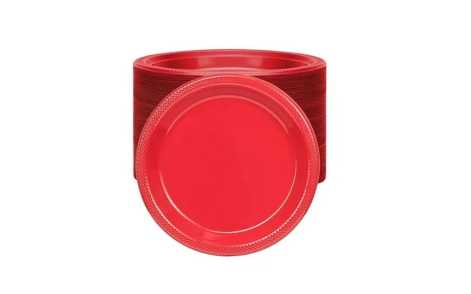 Vezee S Case Pack Deal For Resturants Deli & All Parties & Occasions For Ideal 9 Inches Disposable Red Meal Plastic Plat