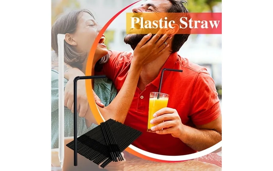 Vfedsrsge 500pcs Disposable Plastic Straws Bent Diy Straws Milk Tea Coffee Drink Straws Black