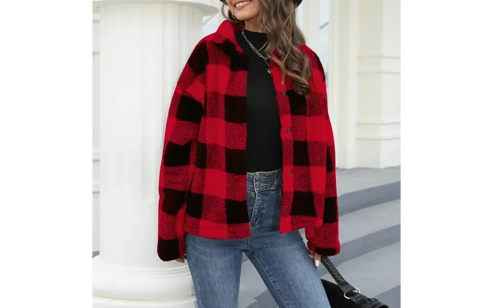 Viadha Women S 2023 Plaid Shacket Jacket Casual Long Sleeve Plaid Loose Plaid Printed Tops Coat On Clearance
