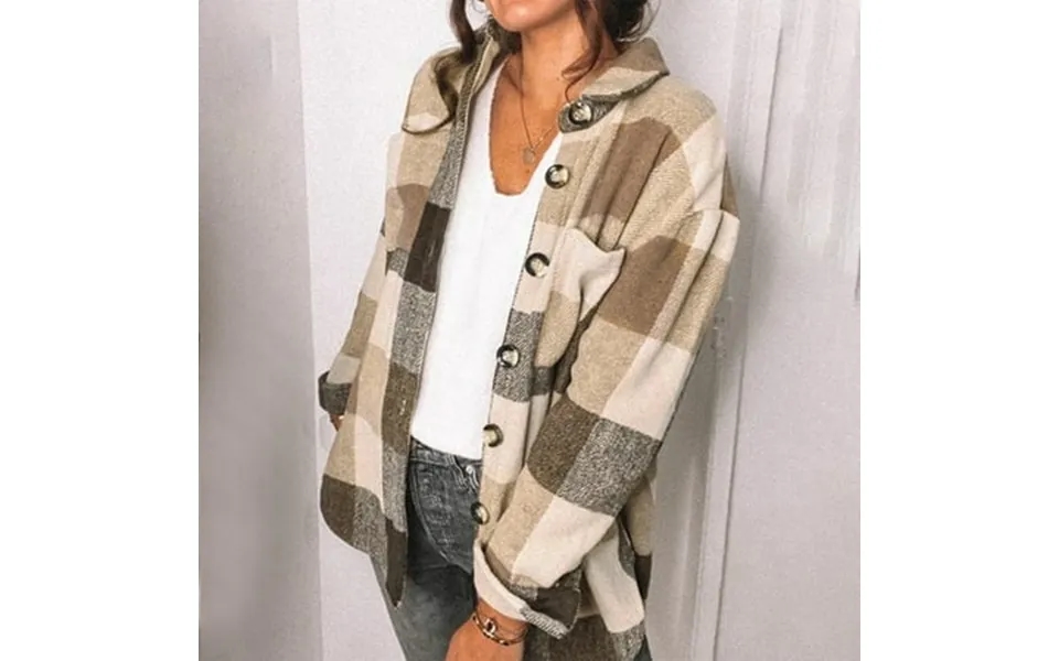 Viadha Womens Long Plaid Shacket Jacket Casual Full Sleeve Plaid Print Turndown Collar Outwear Jackets On Clearance