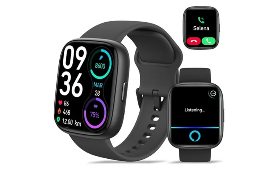 Vibeat Idw26 Black 1.83 Fitness Smartwatch With Alarm Black Sport Band