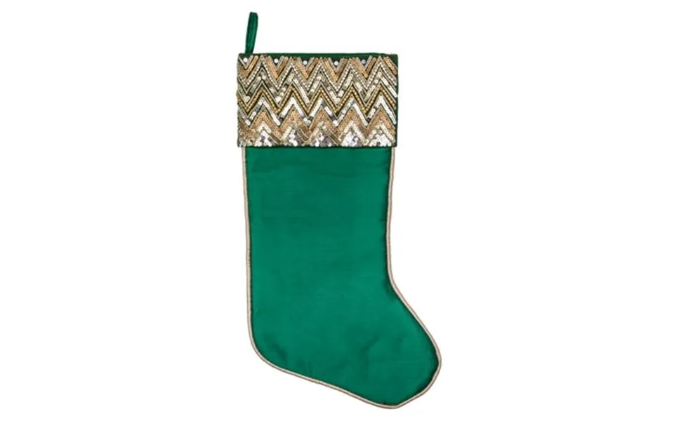 Vickerman 19 Green Chevron Sequin Christmas Stocking
