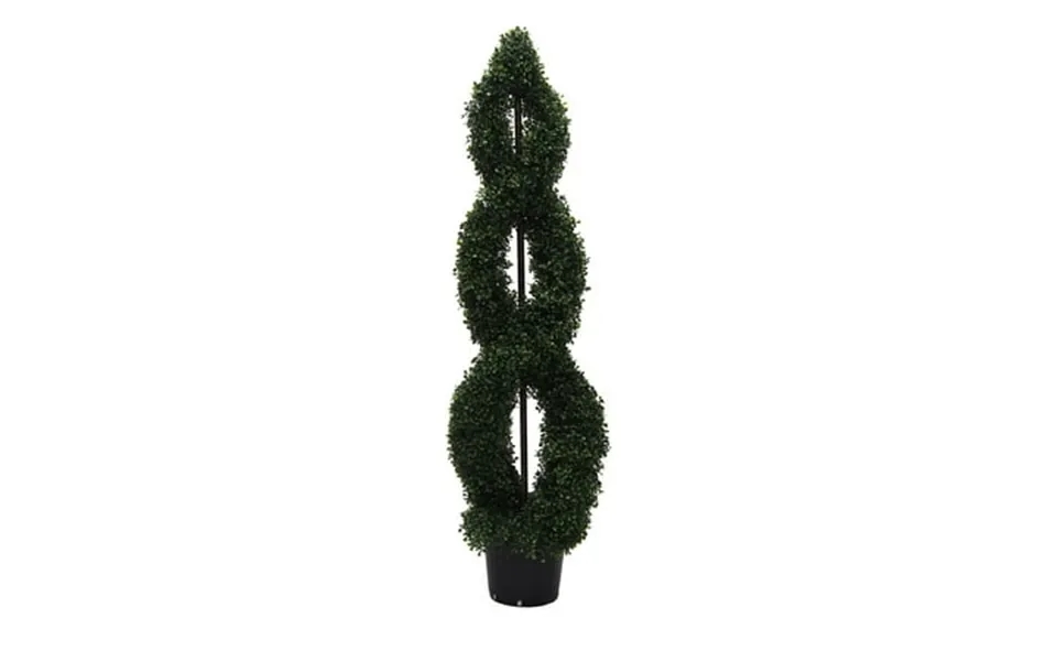 Vickerman 5 Artificial Green Boxwood Double Spiral Topiary Black Plastic Pot
