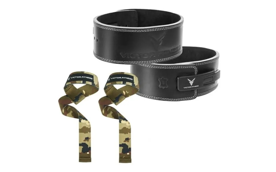 Victor Fitness 100% Top-grain Leather With Adjustable Metal Lever Powerlifting Belt And 24 Padded Weightlifting Wrist St