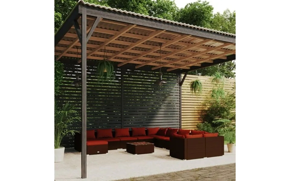 Vidaxl 12 Piece Patio Lounge Set With Cushions Poly Rattan Brown 3102723