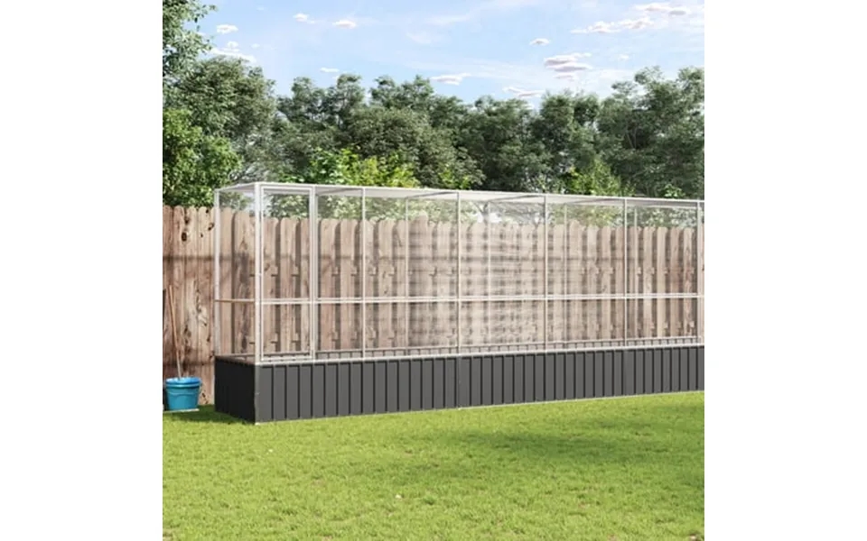 Vidaxl Aviary With Extension Silver 246.7 X42.1 X83.5 Steel