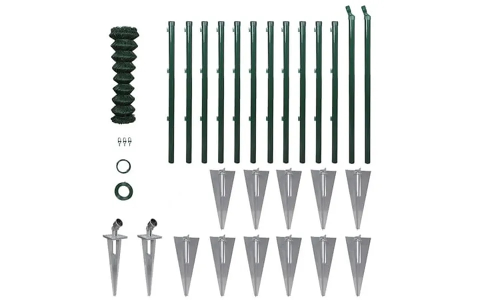 Vidaxl Chain Link Fence With Posts Spike Galvanized Steel Border Multi Sizes