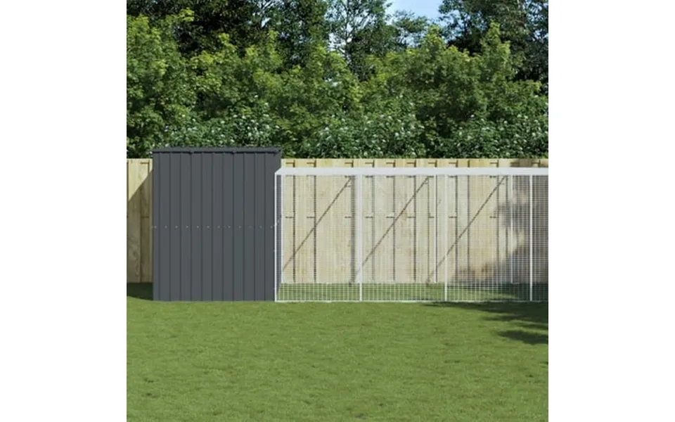 Vidaxl Dog House Outdoor Dog Kennel Animal Cage With Run Galvanized Steel