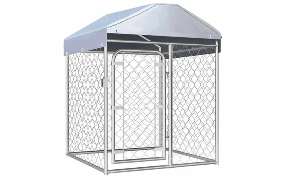 Vidaxl Dog Kennel Silver Galvanized Steel Polyethylene Large Locks