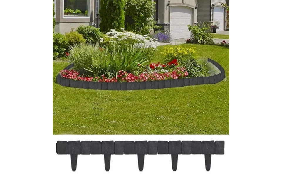 Vidaxl Lawn Fence Outdoor Fence Wall Privacy Screen Border 41 Pcs Stone Look